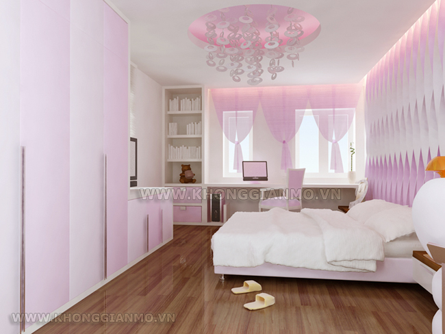 Thiết kế nội thất phòng ngủ- Màu đỏ hoặc hồng chủ đạo hợp phong cách người mệnh Hỏa